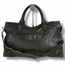 BALENCIAGA The City 115748 2Way Shoulder Bag Handbag Y2K Black Leather used