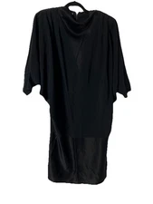 VINTAGE 80's DAYMOR COUTURE Art Nouveau Deco DRESS 12 BLACK BATWING SLEEVES