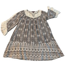 ROCK&ROLL COWGIRL Women's Dress Medium Paisley Lace Sleeve V Neck Boho