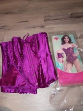 Rhinestones Satin Corset Top With Matching Thong  