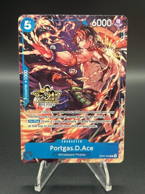 #ad Portgas.D.Ace OP07 053 Alt Art 3rd Anniversary Stamped Promo One Piece TCG NM $15.00