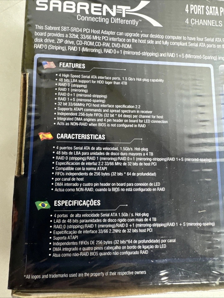 Sabrent 4 port sata pci host controller card with raid function new - Image 3 of 4