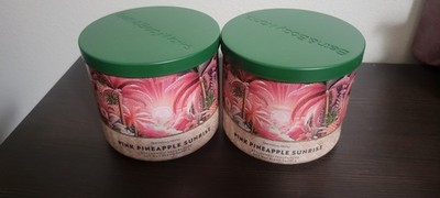 2 New Bath & Body Works PINK PINEAPPLE SUNRISE 3 Wick Candle BURNS 25-45 Hours