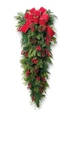 Frontgate Christmas Cheer Cordless Teardrop Swag With Bow