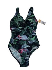 Kona Sol Floral Print Control Full Coverage 1 Piece Swimsuit Size Small 4-6 