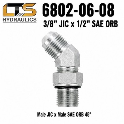 3/8'' JIC Male x 1/2'' Male ORB Oring Boss 45° Hydraulic Adapter 6802-06-08