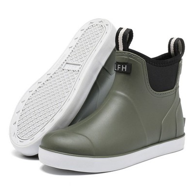 Women's Deck Boots - Waterproof Ankle Rain Boots Anti-Slip Traction Rubber Sole