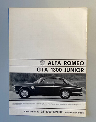 Alfa Romeo GTA 1300 junior . Instruction book - 1968