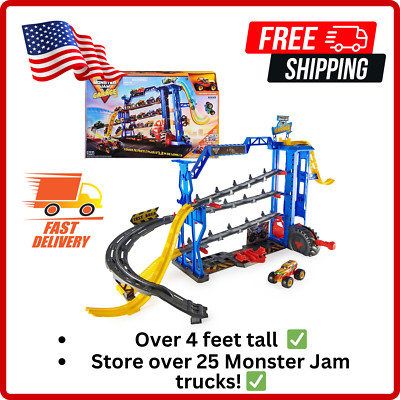 Monster Jam Garage Playset and Storage with Exclusive Grave Digger