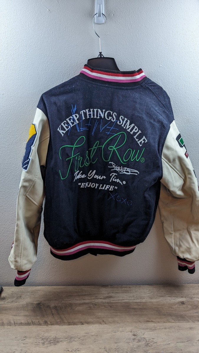 First Row Varsity All Over Jacket Keep Life Simple Size First Row Varsity All Over Jacket Keep Life Simple Size
