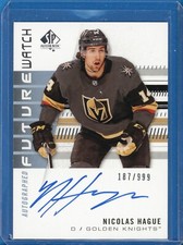 2019/20 SP AUTHENTIC Nicolas Hague FUTURE WATCH AUTO ROOKIE RC /999 VEGAS KNIGHT