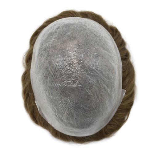 Mens toupee Hair Replacement System Thin Skin Men Wigs Human Hairpieces Brown US - Picture 6 of 41