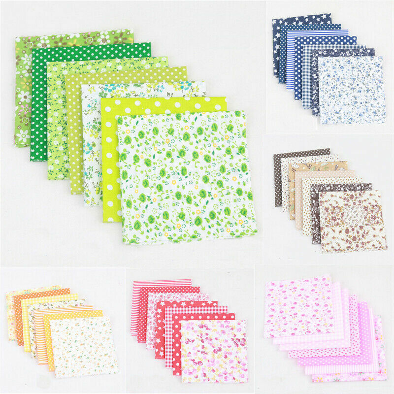 7Pcs 100% Cotton Fabric Assorted Pre-Cut Fat Quarters Bundle DIY Decor ...