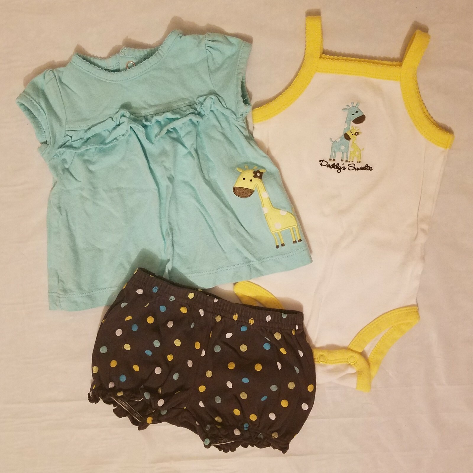 Carter's 03 Month Baby Girl 3 Piece Daddy's Sweetie Giraffe Set