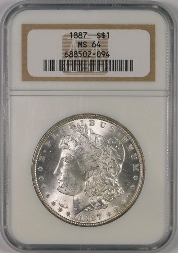 1887 $1 Morgan Silver Dollar Coin NGC MS64