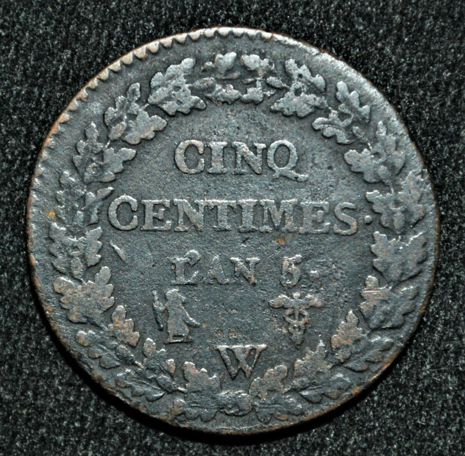 L'AN 5 w (1796-97) France 5 Centimes - Lille Mint