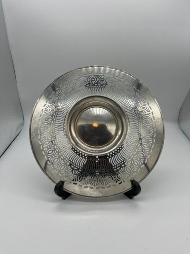 VTG Sheffield desert footed plate, Nickel silver #2354 BRS 10" Diameter - Picture 4 of 6