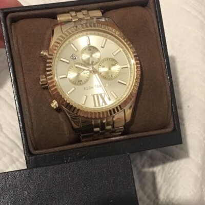 NEW Michael Kors MK8281 Gold Tone Wrist Watch Men Chronograph Lexington  691464950507|