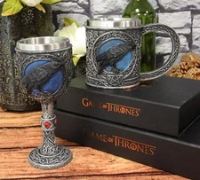 Ebros Moonlight Raven Crow With Celtic Tribal Tattoo Wine Goblet And Mug Set