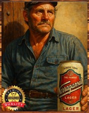 Quint JAWS Tribute Art w/ Narragansett Beer 11x14 METAL SIGN Signed by Art