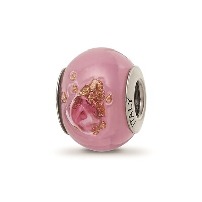 Reflection Beads Sterling Silver Pink Red & Brown Italian Murano Glass Bead
