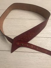 Womens Western Accent Belt Red Flower Embossed 31  - 35  Low Waist Position