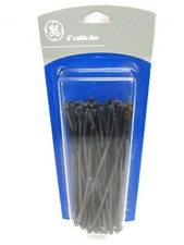 100-Pack GE GENERAL ELECTRIC 6" BLACK CABLE TIES, 52676