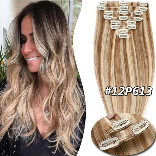 100% Echthaar Clip In Remy Haarverlangerung Extensions Glatt 8 Tressen Dick Lang - Bild 8 von 37