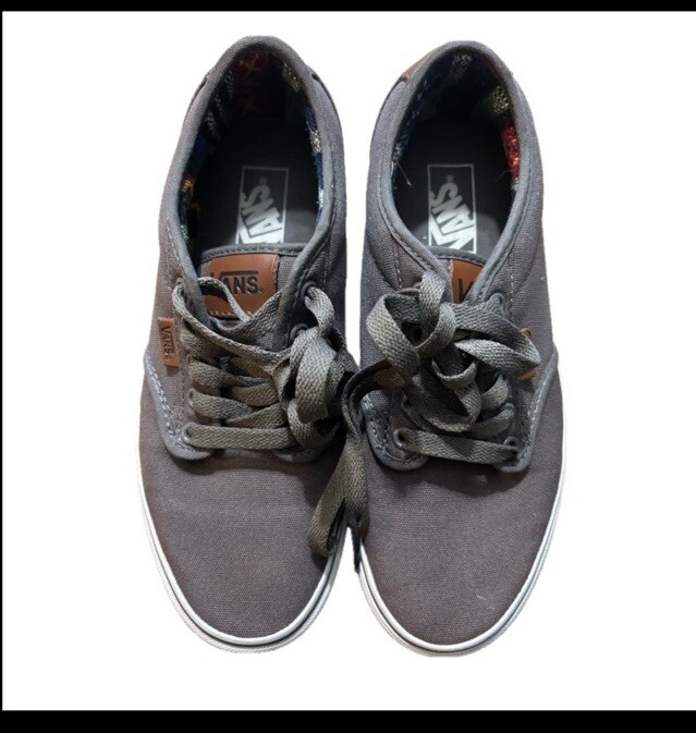 Vans Atwood Pewter Mens Leather Sneakers Comfort Size 8