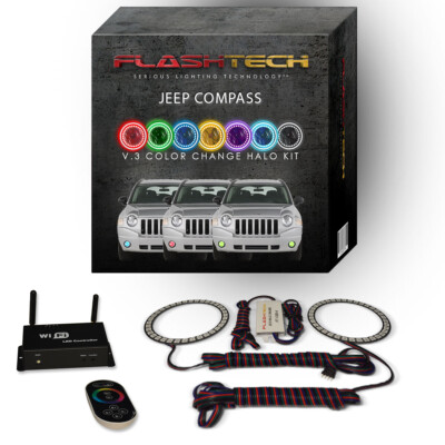 RGB Multi Color LED Halo kit with Wifi App for 2007-2010 Jeep Compass Fog Lights