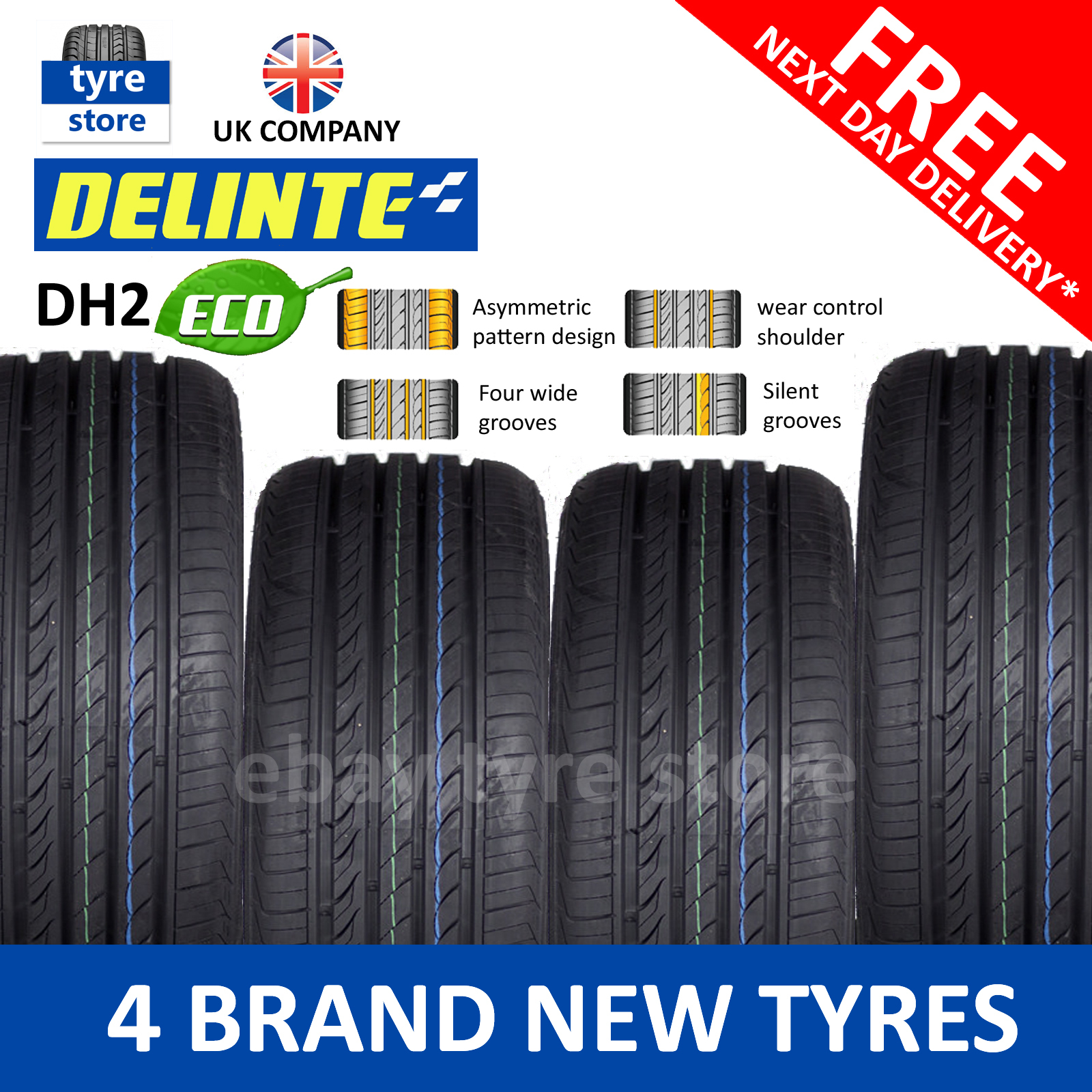 4 X New 245 40 18 DELINTE DH2 97W XL 2454018 245/40R18 *C WET GRIP* (4 ...