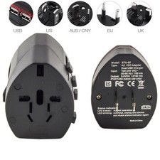 Travel Adapter USA, UK, EU, AUS/CNY Charger Power Plug Converter  2 USB Ports