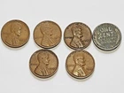 1944 Wheat Penny No Mint Mark Lot Of 5 & (1) 1943 Steel Penny