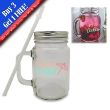 Personalised Colour Printed Mason Jar with Name's Cocktail Design