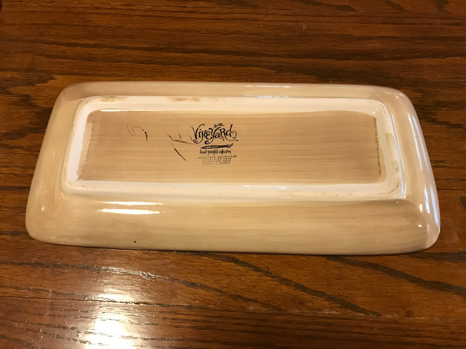 Tabletops Unlimited Platter Tray Dish Hand Painted Ceramic 11" Vine