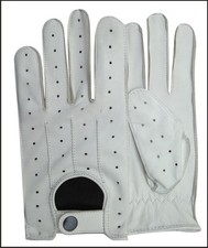 REAL LEATHER MEN'S NAPPA FASHION UNLINED DRIVING GLOVES WHITE