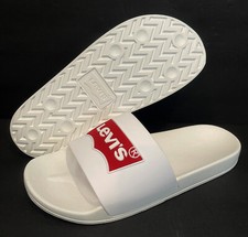 Levis Mens Batwing-Logo Slides White 8.5, 9.5, 10.5, 11 ,11.5, 13 Sandals Shoes