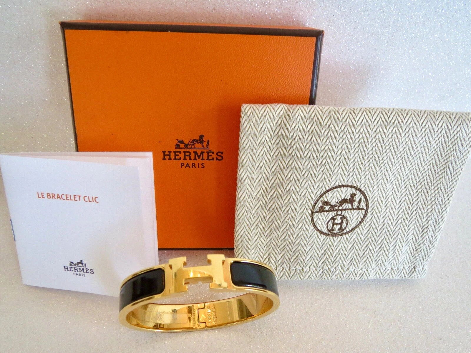 HERMÈS Bracciale HERMES Le Clic misura 01 PM BRACCIALETTO NERO larghezza 11 6 mm nuovo con scatola