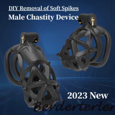 Male Double Head Soft Spikes Breathable CB Lock Lightweight Chastity Cage Lock