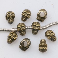 10pcs 11.7 7.7 9mm Antiqued Bronze Color 2sided Skull Faced Spacer Beads H0801-1