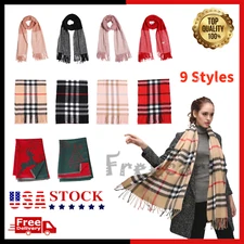 Mens Womens Winter Cashmere Scarf Scarves Plaid Wool Striped Warm Scotland Made