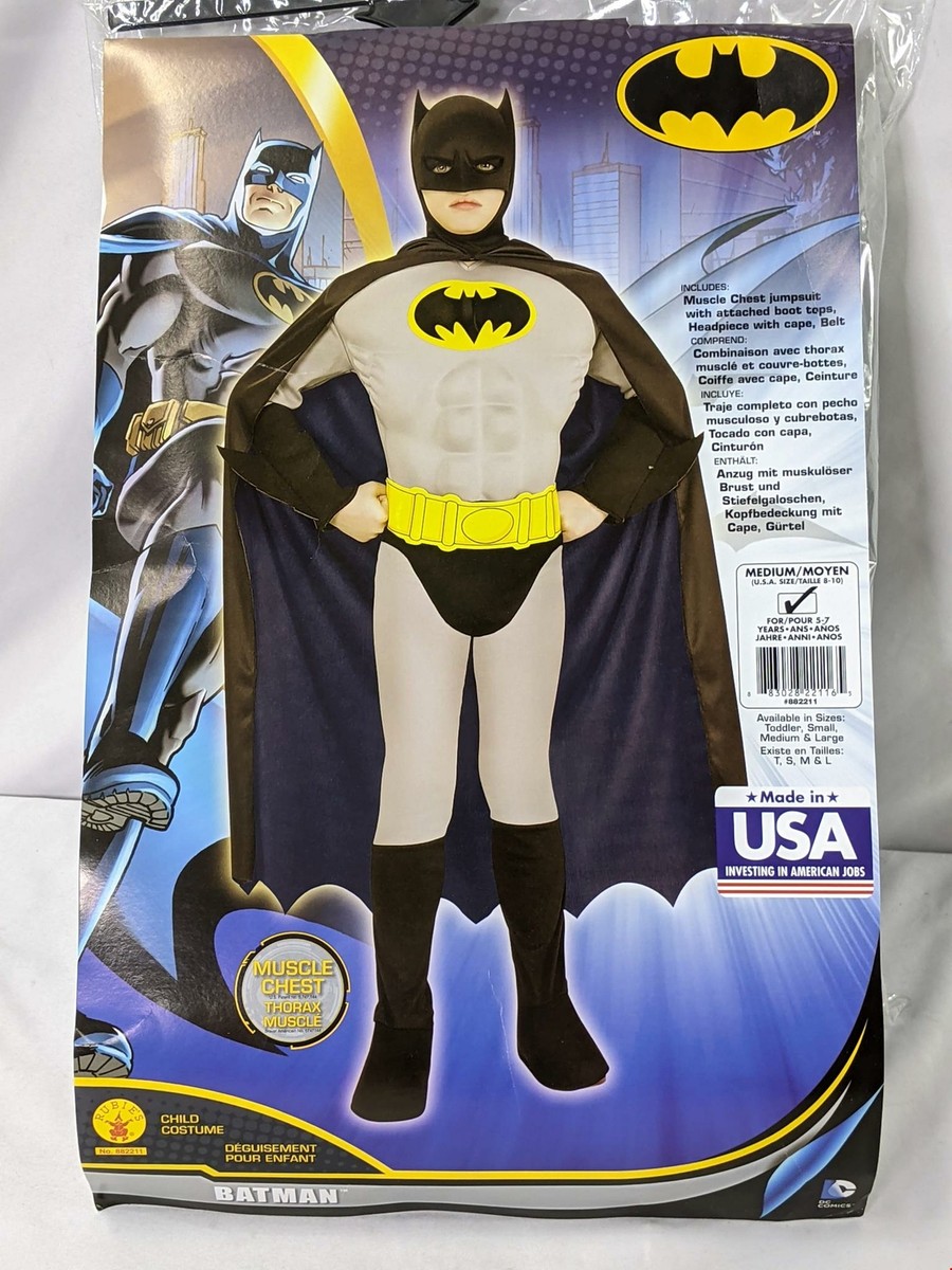 Déguisement Batman DC Enfant – Combinaison Avec Cape Et Masque – Officiel Rubies – Taille 5-6 Ans – Halloween Et Carnaval