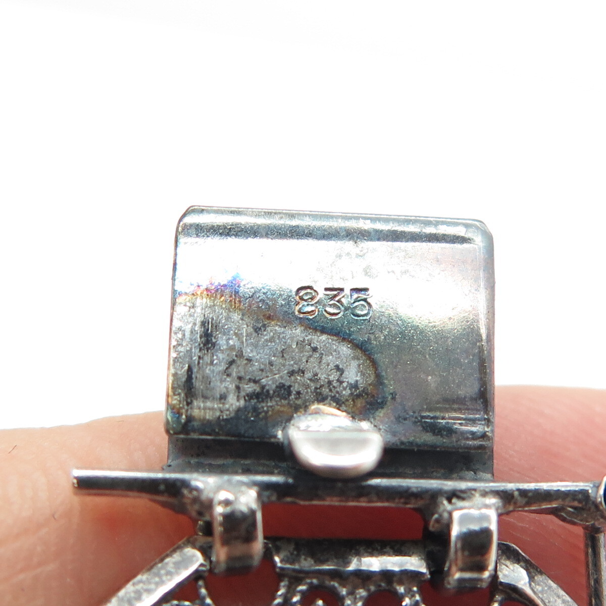835 Silver Vintage Ornate Panel Link Bracelet 7