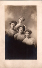 Vintage Postcard Victorian Women Group Portrait Elegant Dresses Fashion Pose