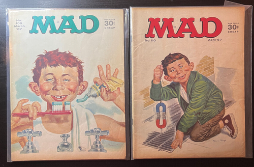 Mad Magazine Issues #109 March 1967 + #110 April 1967 VG