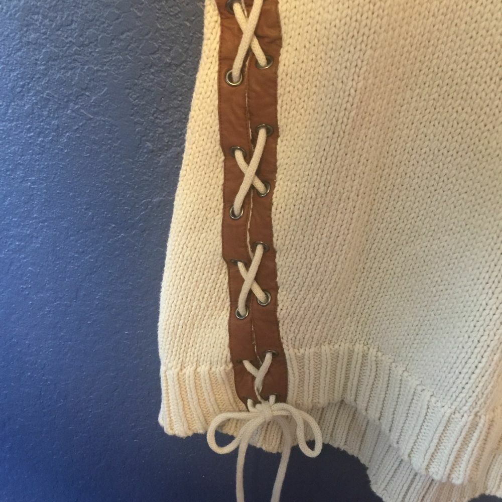 Pull Bailey 44 Col V, Dentelle Sur Les Côtés, Taille XS (crème, Coton, Manches Longues)