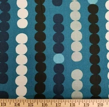 "Abacus Beads" Dot Strings on Teal Japanese Cotton Shirting - Sophisticated!