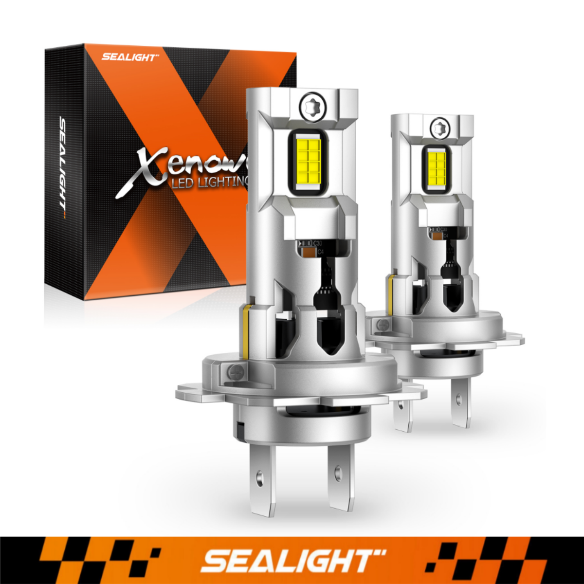 SEALIGHT H7 Headlight Bulbs 20000LM Hi/Lo Beam 6500K Fog Light Bulbs with Fan