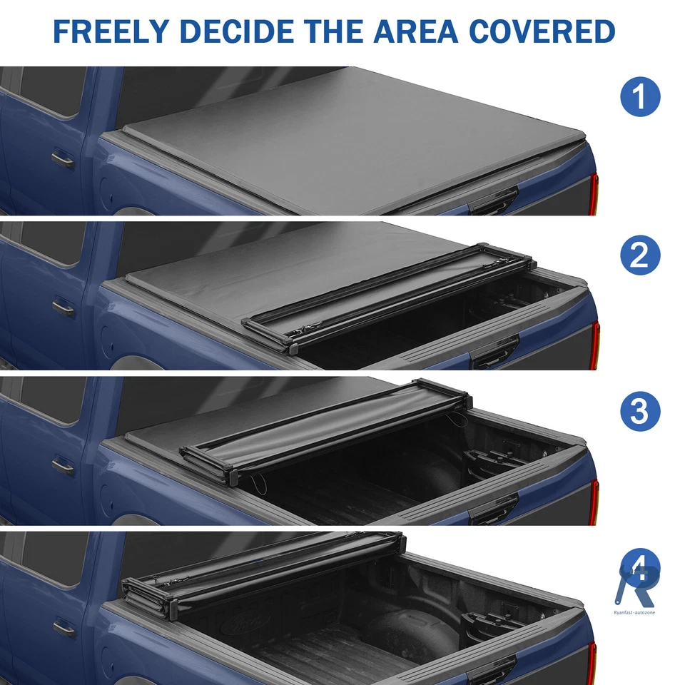 Cubierta Tonneau suave de 6,5 pies 4 pliegues apta para 04-14 Ford F-150 06-14 Lincoln Mark Foto 3 de 4