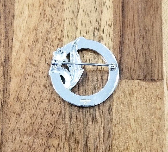 Vintage Solid Sterling Silver Open Circle With Fl… - image 4